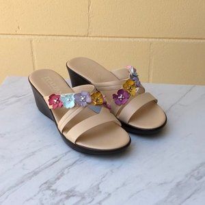 Italian Shoemakers Bubble Wedges With Flowers